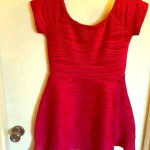Red, textured, mini dress